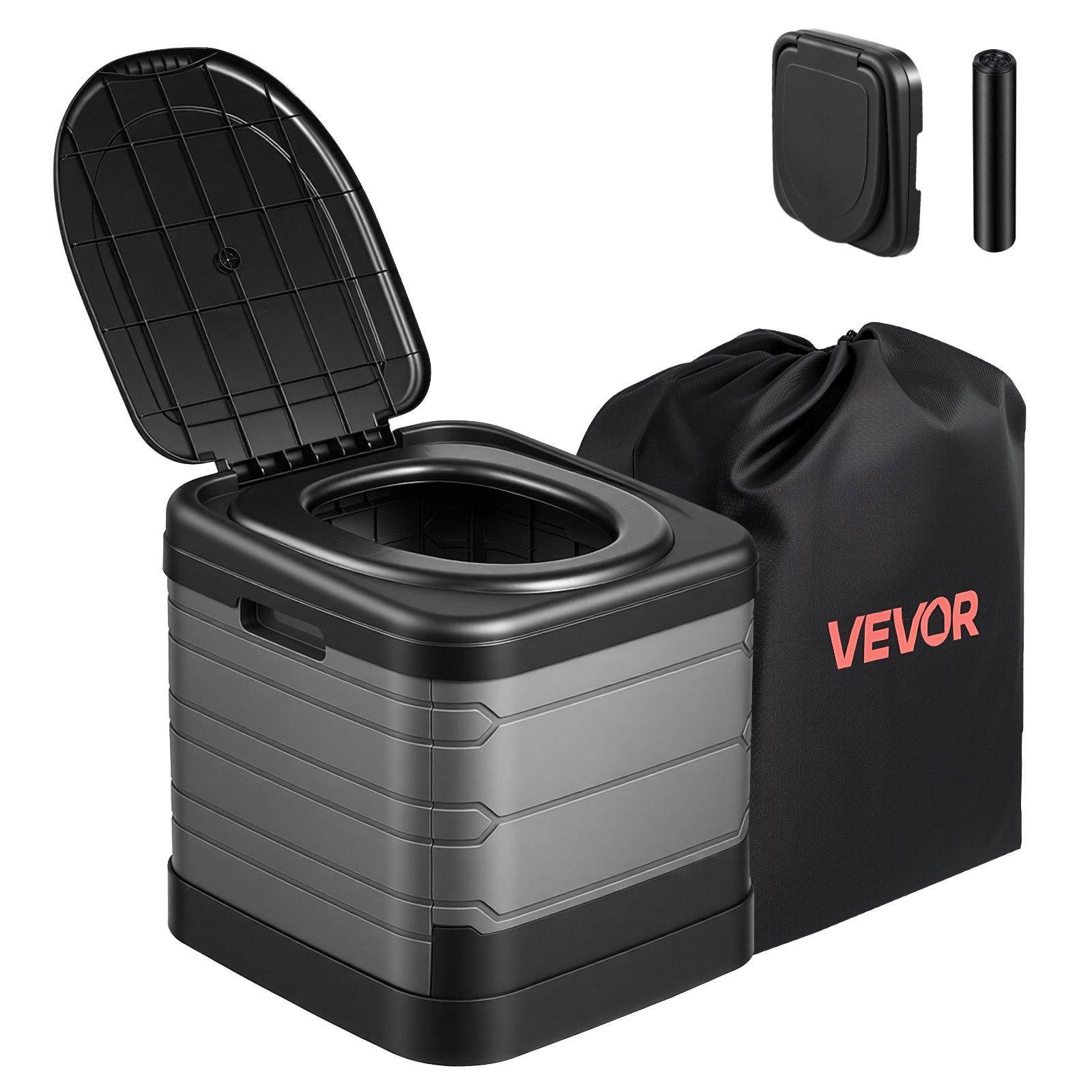 VEVOR Portable Toilet, 150 kg Load Capacity, Folding Camping Toilet for Adults, Outdoor Travel Potty with Carry Bag, Trash Bags