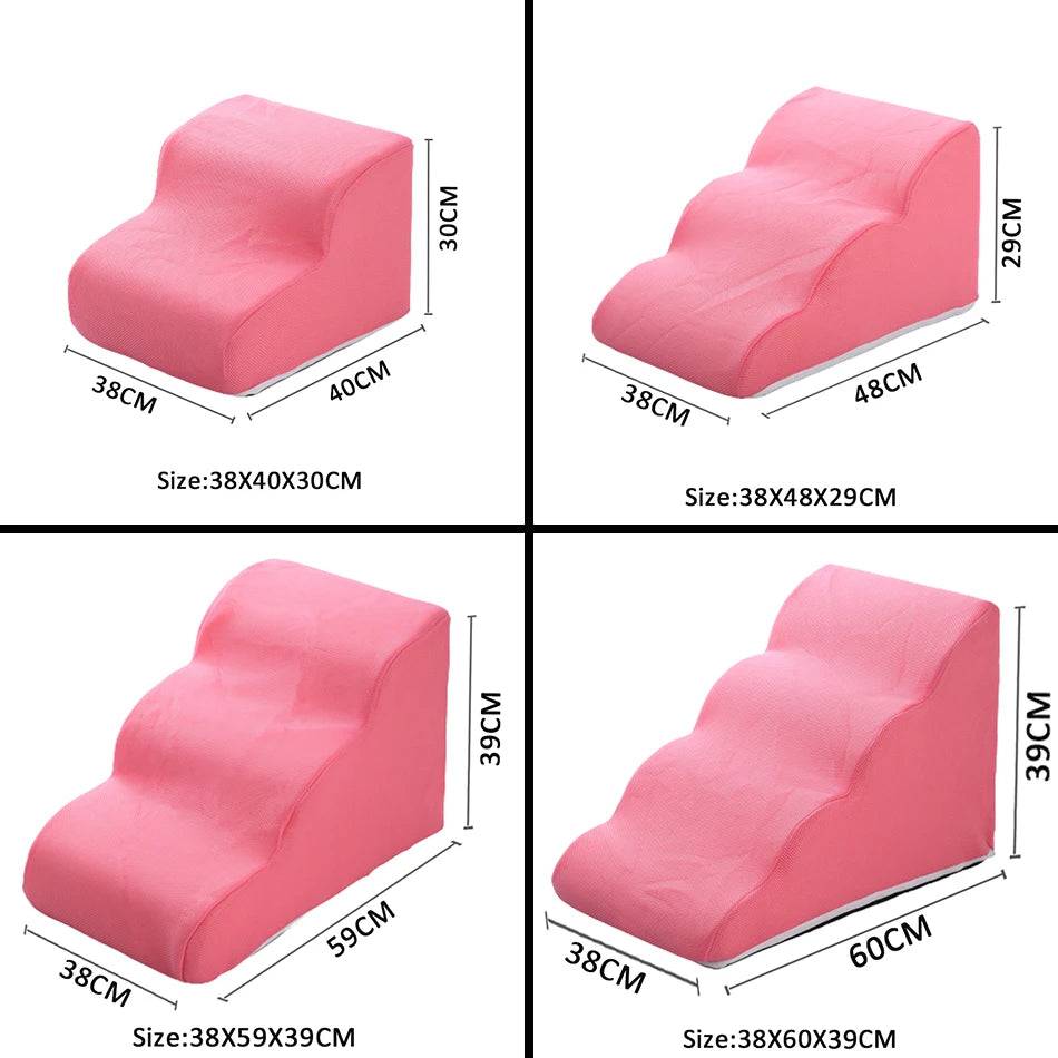 Non-Slip Pet Stairs & Ramp for Sofa & Bed – 2, 3 or 4 Steps - red / 3 Step(38X48X29CM) (3 Step(38X48X29CM))
