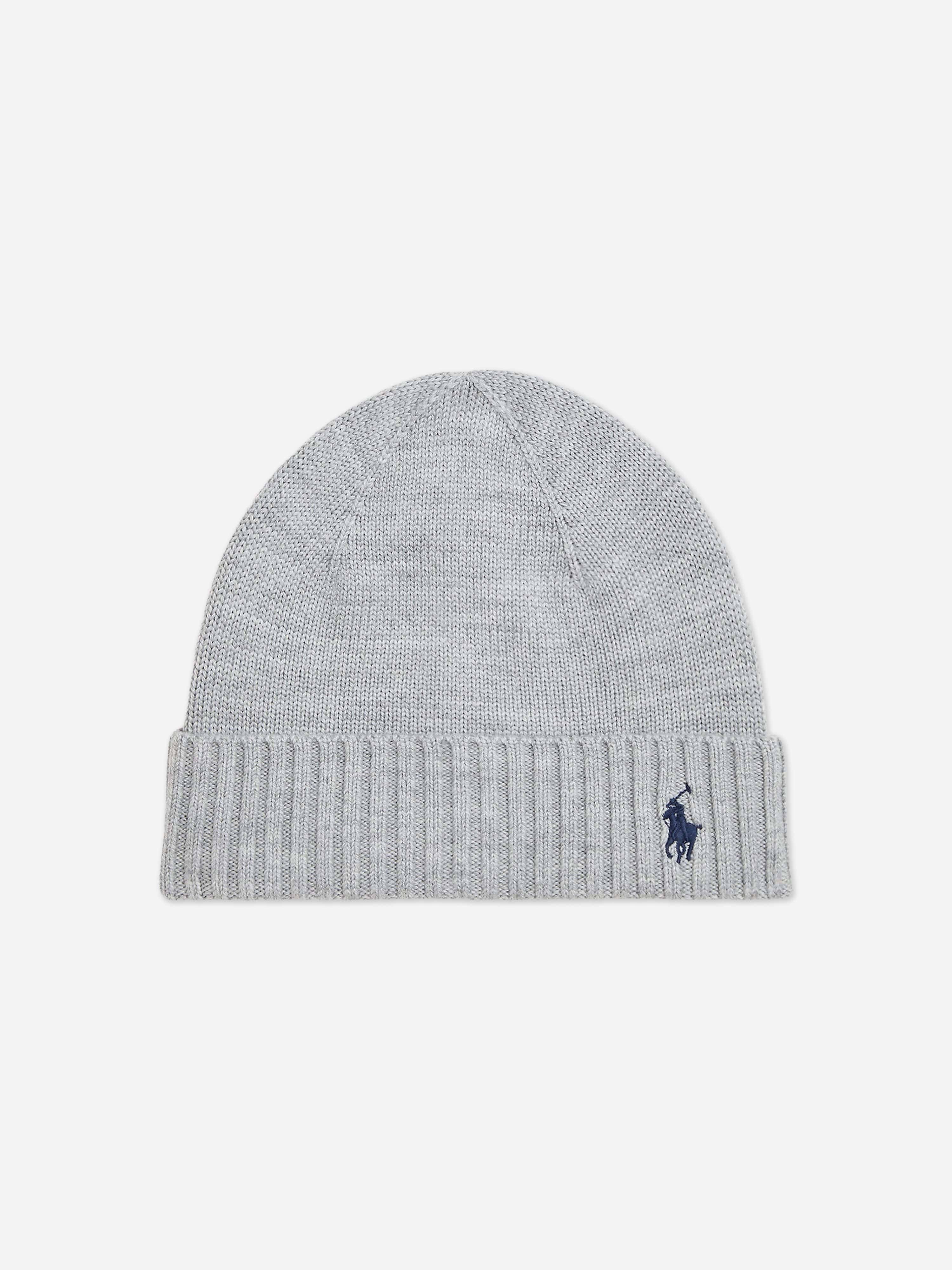 Ralph Lauren Boys Merino Wool Beanie Hat in Grey - Grey / S - M (7 - 10 Yrs) (S - M (7 - 10 Yrs))