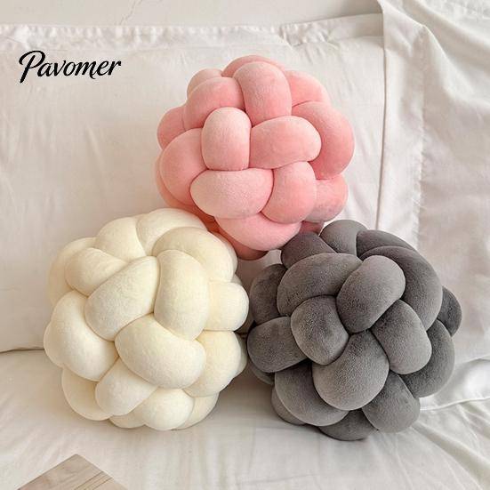 Cute Shape Sofa Cushion Knot Ball Throw Pillow, Round Pillow Ball, Soft Knotted Washable Decorative for Couch, Modern Bedroom Living Room Decor