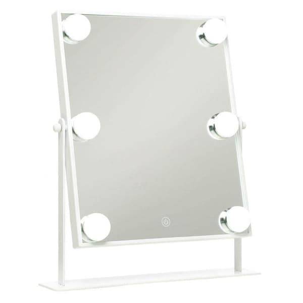UNIQ makeup spejl med belysning 6 LED- hollywood spejl - makeup spejl -make up spejl med lys - hvid - dæmpbar med tre lystilstande
