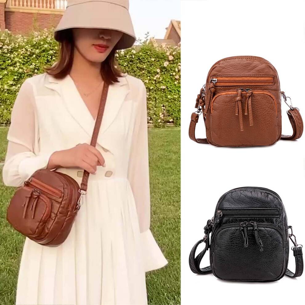 Retro Crossbody Pung 2 stk. Stor Kapacitet Vaskbar Læder