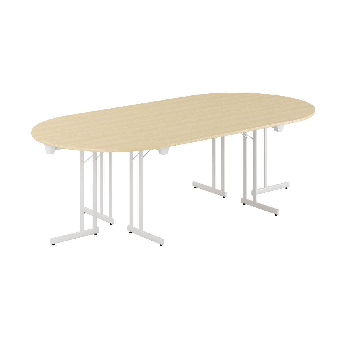 Konferencebord - 240x120cm - Sammenklappeligt bord - Birk-hvid.
