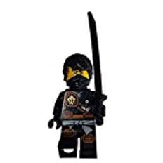 LEGO Ninjago: Minifigur Cole (svart ninja med hår) med katana (svärd)