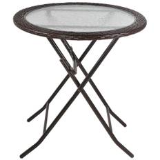 Runt Campingbord Fällbart Rottingdekor Ø68cm