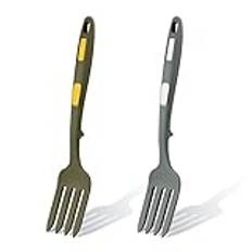 2st Silikon Gafflar för Kök, Flexibla Silikongafflar Matlagningsgaffel Värmebeständig Multifunktionell Nonstick Blandnings Gaffel för Kök Rör Om Mix Mos (Grågrön, Mörkgrön)
