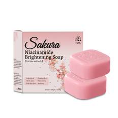 TEMU 2pcs Sakura Niacinamide Soap Bars - Deep Cleansing Facial & Body Soap With Essential Oils, Formulated For Types, Formaldehyde-free Each, Handmade, Unisex-adult, Aloe Vera & Cherry
