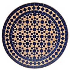 Casa Moro mosaiksidobord Ø 45 cm blå stjärna rund med smidesjärn ram | marockanskt mosaikbord, bistrobord, boho soffbord | MT2241