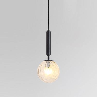 Glass Small Droplight Restaurant Bar Cafe Model Room Bedroom Bedside Lamp - 12W Tricolor / Transparent Lamp Shade Black / 220v