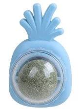 Catnip Wall Ball - Natural Edible Cat Mint Toy for Hairball Relief - Pineapple Blue