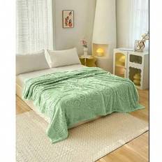 Butterfly Pattern Soft Double Blanket | 230x250 Cm | Ultra Soft & Lightweight Polyester | Warm, Non-Shedding, Easy To Wash | Suitable For Bed & TV Use - Green - 230*250