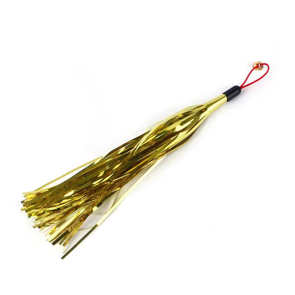 Feather Wand Cat Toy with Bell & Worm String - Interactive Teaser Set - THT-1-Gold