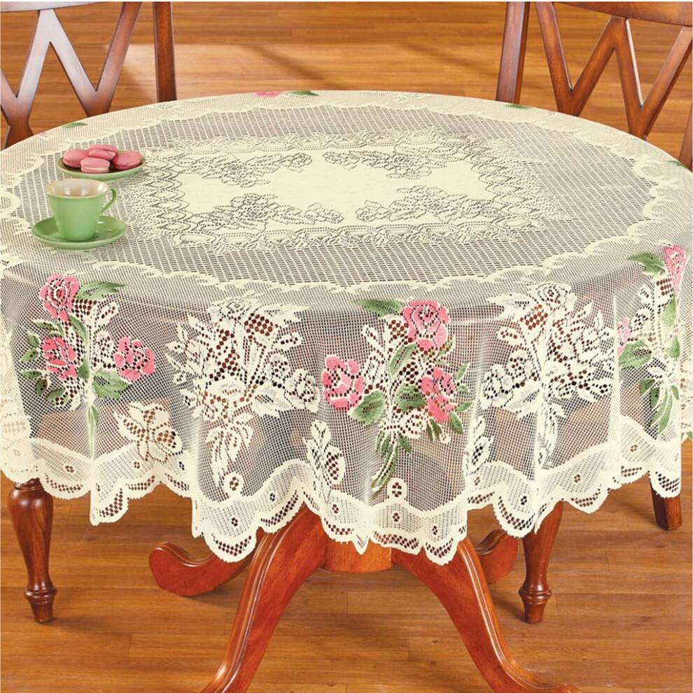 Hvid blonde rund dug blomsterrose design