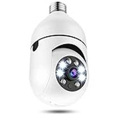 Cankypu ödlampa Säkerhekamera, 360 graders Pan/Tilt Panoramisk IP-kamera, 2,4 GHz WiFi 1080P Smart Home Surveillance Cam med Rörelsedetekteringslarm Night Vision Two Way Ta Indoor Outdoor E27