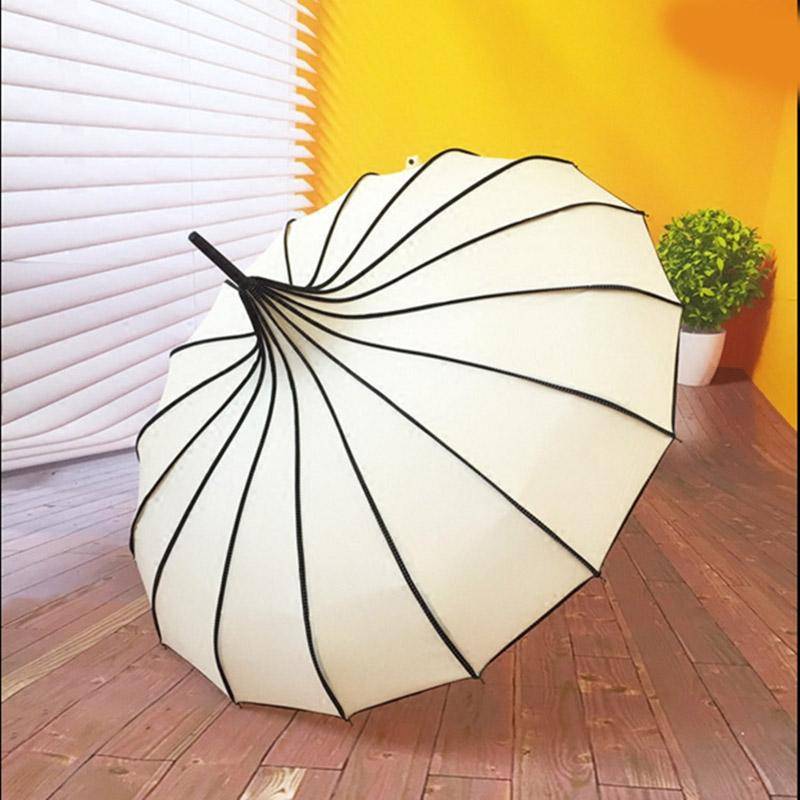 Vintage Pagodparaply Bröllop Fest Sol Regn UV-skyddande Paraply Stort Paraply 100 cm Färgglada Paraplyer För Kvinnor black