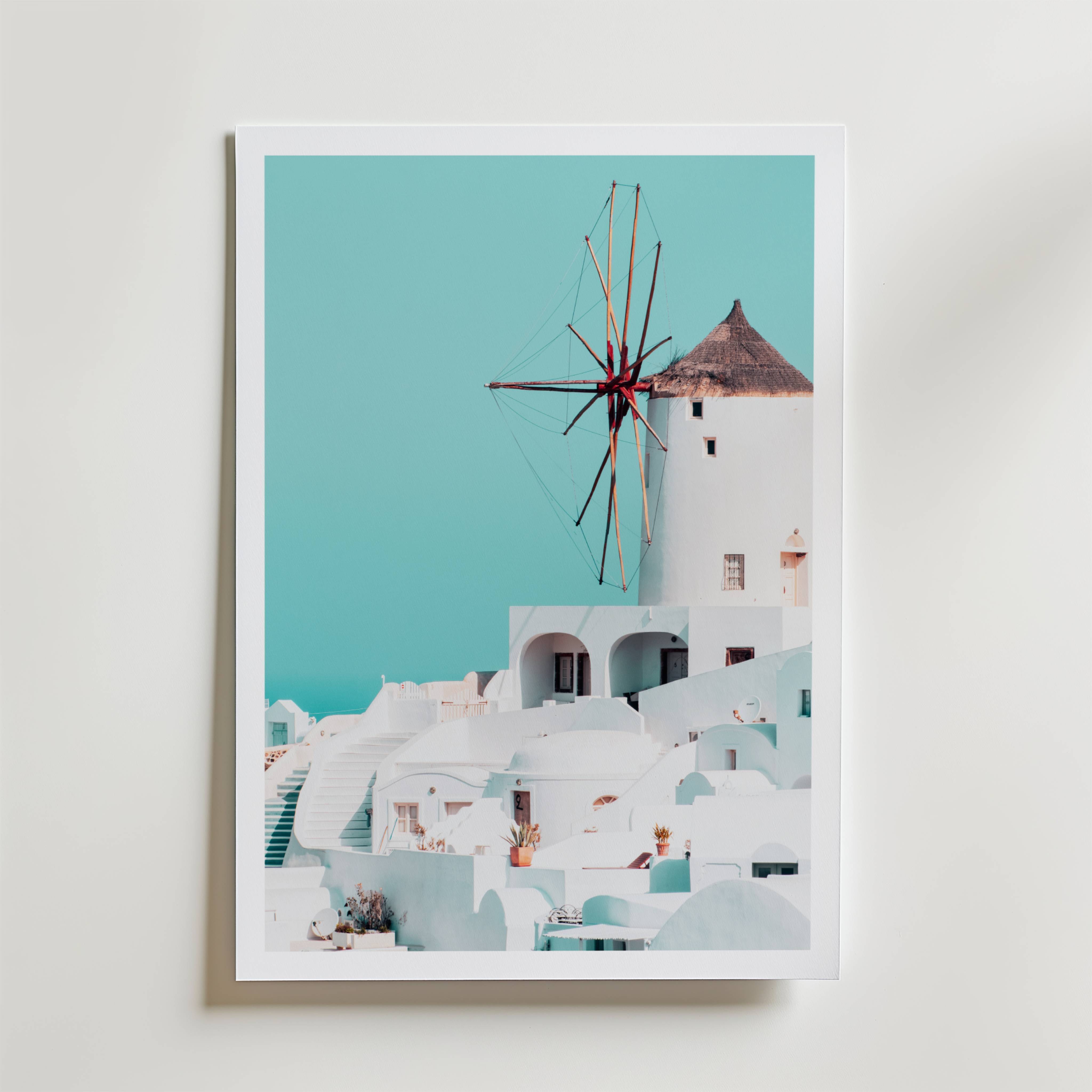 Santorini Windmill Poster - Fine Art Poster 50x70 cm