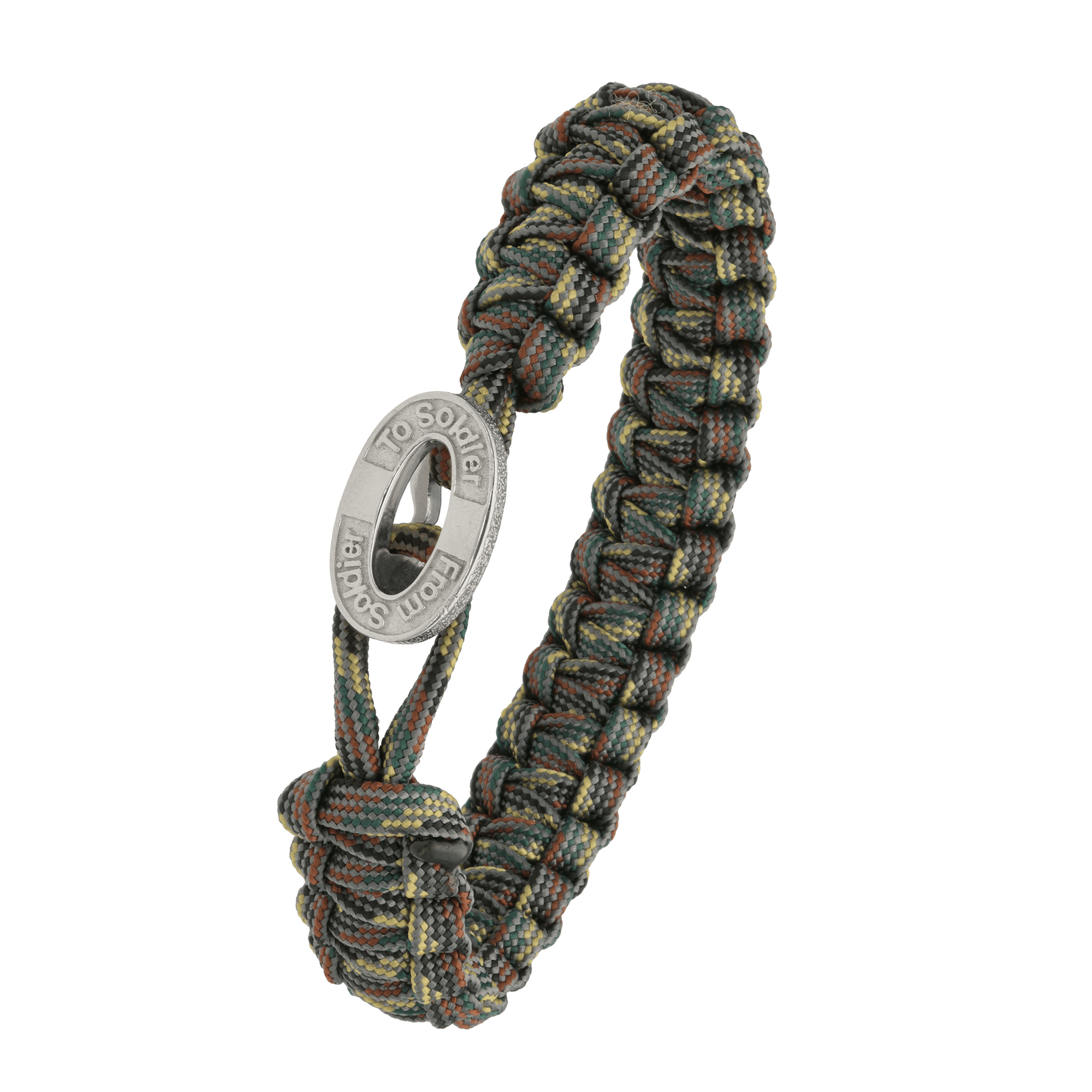 FSTS Bracelet Camouflage with Sterling Silver Lock - Grön, Silverfärg (250 mm)