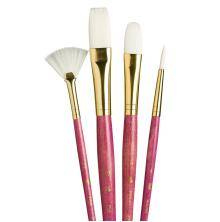 Princeton Real Value White Taklon Short Handle Brush Set 4/Pkg