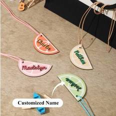 Personalized Custom Name Fruit Slices Name Tags Wooden Name Tags Lemon Lime Name Tags Summer Name Tags Reusable Wooden Labels Vacation Bag Accessories - Multicolor