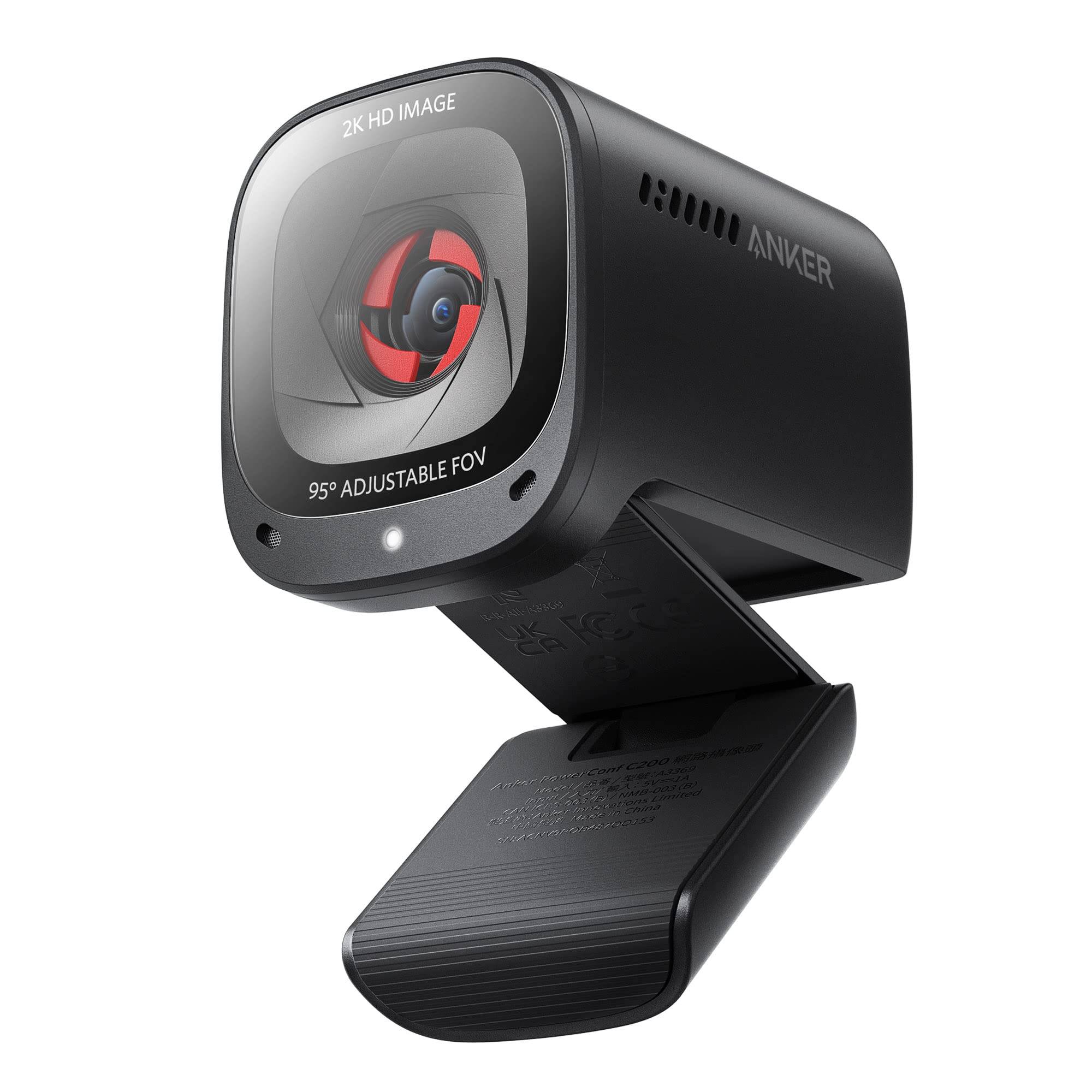 Anker PowerConf C200 2K Compact Webcam Noise Reduction Auto Gain Control Auto Focus View Angle Adjustment Privacy Cover / / / / / / svart