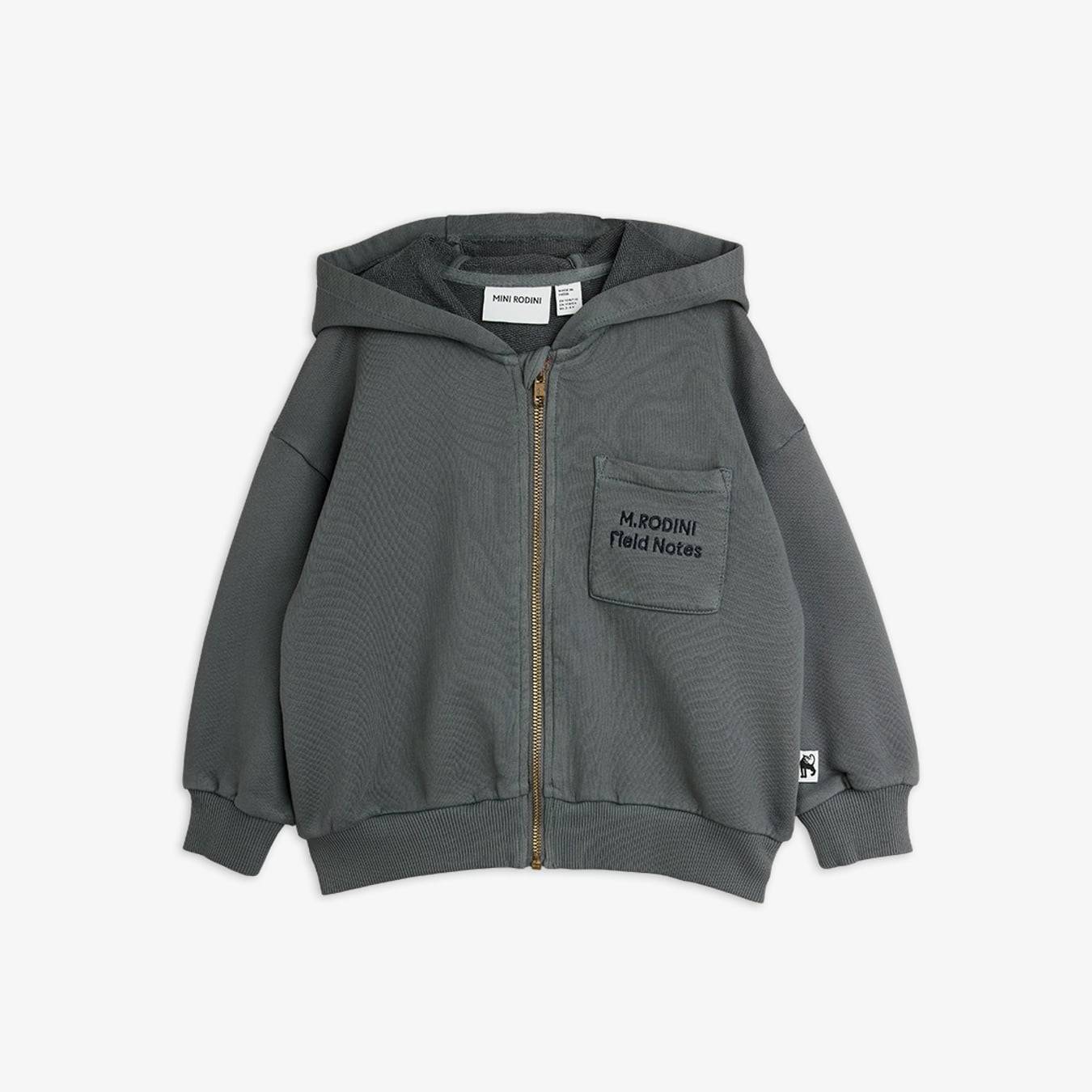 Field Notes Broderad hoodie - Grå (80/86)