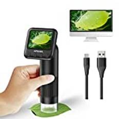 LCD digital handhållen mikroskop, 800 x bärbar fickmikroskop för barn med LED-lampor, USB till PC, inklusive SD-kort och bilder