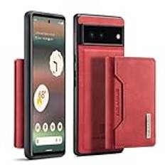 Phone Case Läderplånboksfodral Compatible with Google Pixel 6A, magnetiskt löstagbart Trifold-plånboksfodral med korthållare Ficka Kickställ Stötsäkert skal kompatibelt med Google Pixel 6A Smartphone