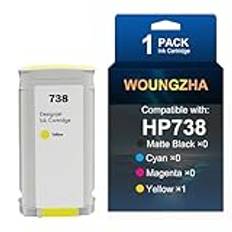 Woungzha Bläckpatron 738 130 ml 498N5A 498N6A 498N7A 498N4A kompatibel med HP738 738 bläck färgbläckpatron kompatibel för HP DesignJet T950 T850 (1 gul)