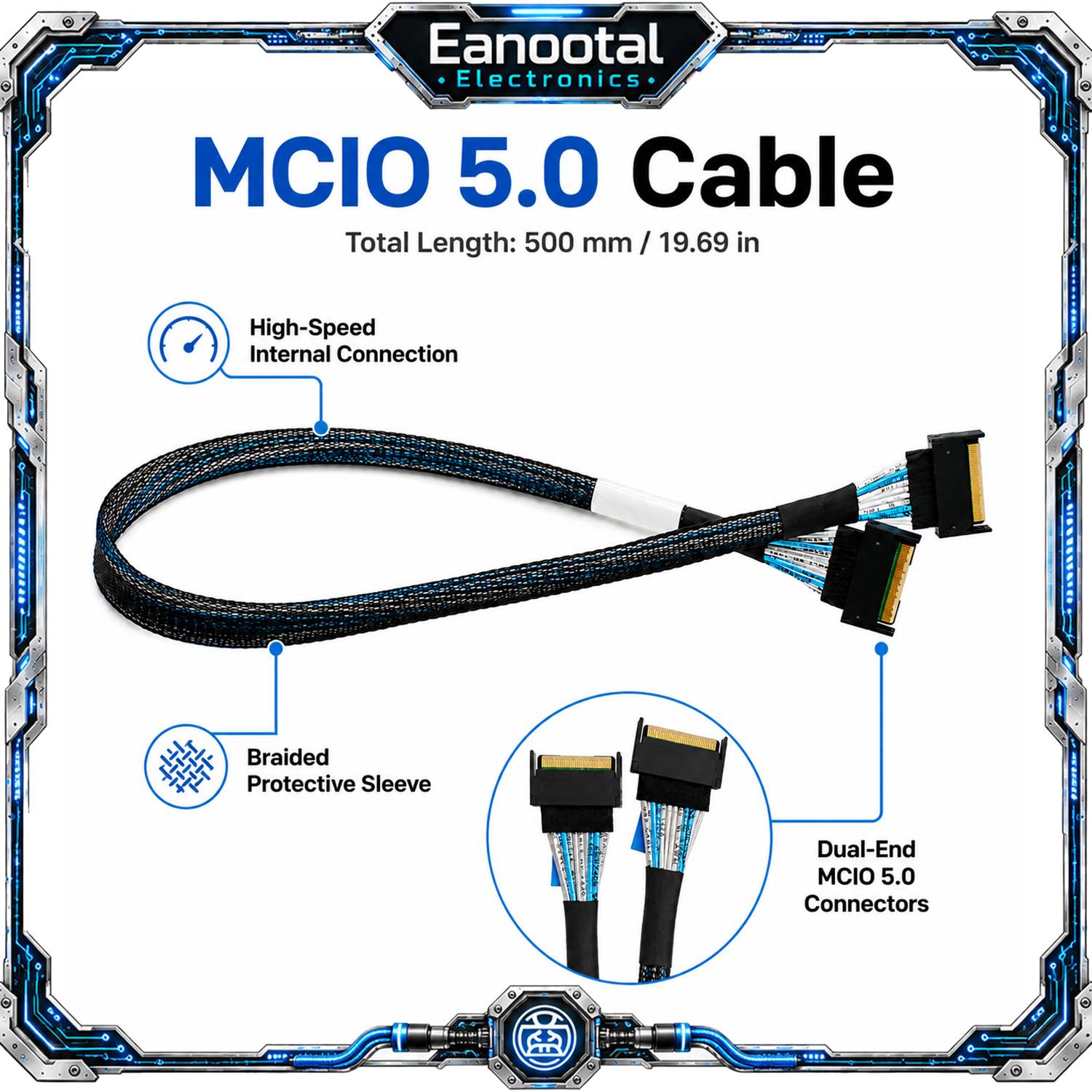 PCIe Gen5 X16 MCIO 8i Expansion Adapter Kit High-Speed GPU Riser Backplane Cable for Server Workstation Computer