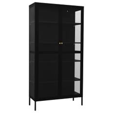 VidaXL Vitrinskåp svart 90x40x180 cm stål och härdat glas