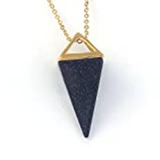 Reiki Chakra Piramide Pendolo Gemma Naturale di Pietra Del Pendente Della Collana Monili Europei Hexagon Cristallo di Modo Pilastro Amuleto Gioielli-Blue Sand GULD