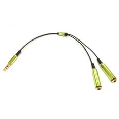 Minijack splitter til høretelefoner. 3.5mm stik. Metallic grøn.