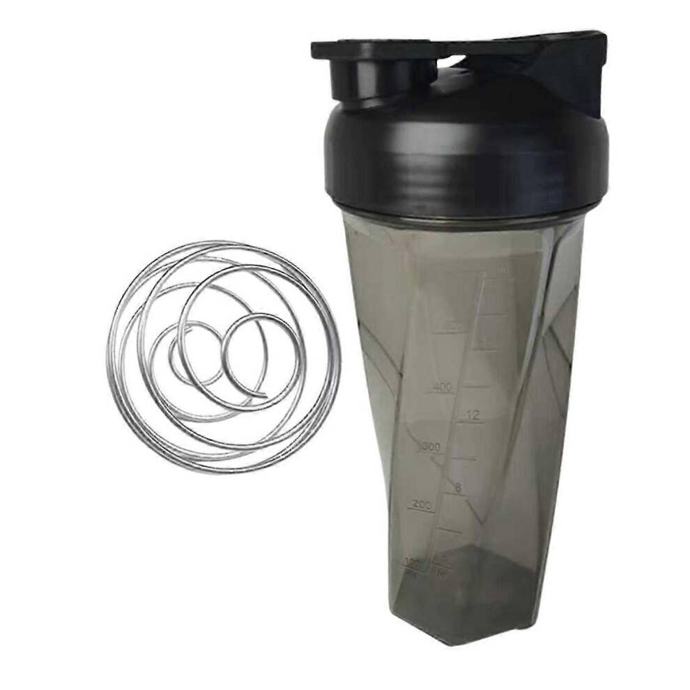 (Black) 600ml Tritan Protein Shaker Bottle - Portable Blender Cup with Stainless Steel Ball for Gym, Workout, Fitness, Sports Drinks & Smoothies