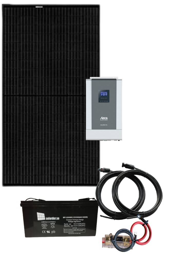 Solpanelspaket för stuga - Kombi 1000W/12V-230V
