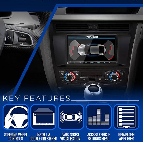 2 Din Audi A4 / A5 monteringskit m/amp uden MMI til Carplay m.m..