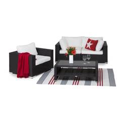 Bahamas Liten Loungegrupp Utomhus - 3-sits Litet Loungeset i Konstrotting för Uteplats och Balkong Svart & loungegrupp Comfort Garden