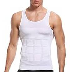 SLIMBELLE Shapewear Herr kompressionströja figurformande magkontroll undertröja kroppsform underkläder linne ärmlös undertröja elastisk väst smal liv midjeformare magväst för män, Vit, XXL