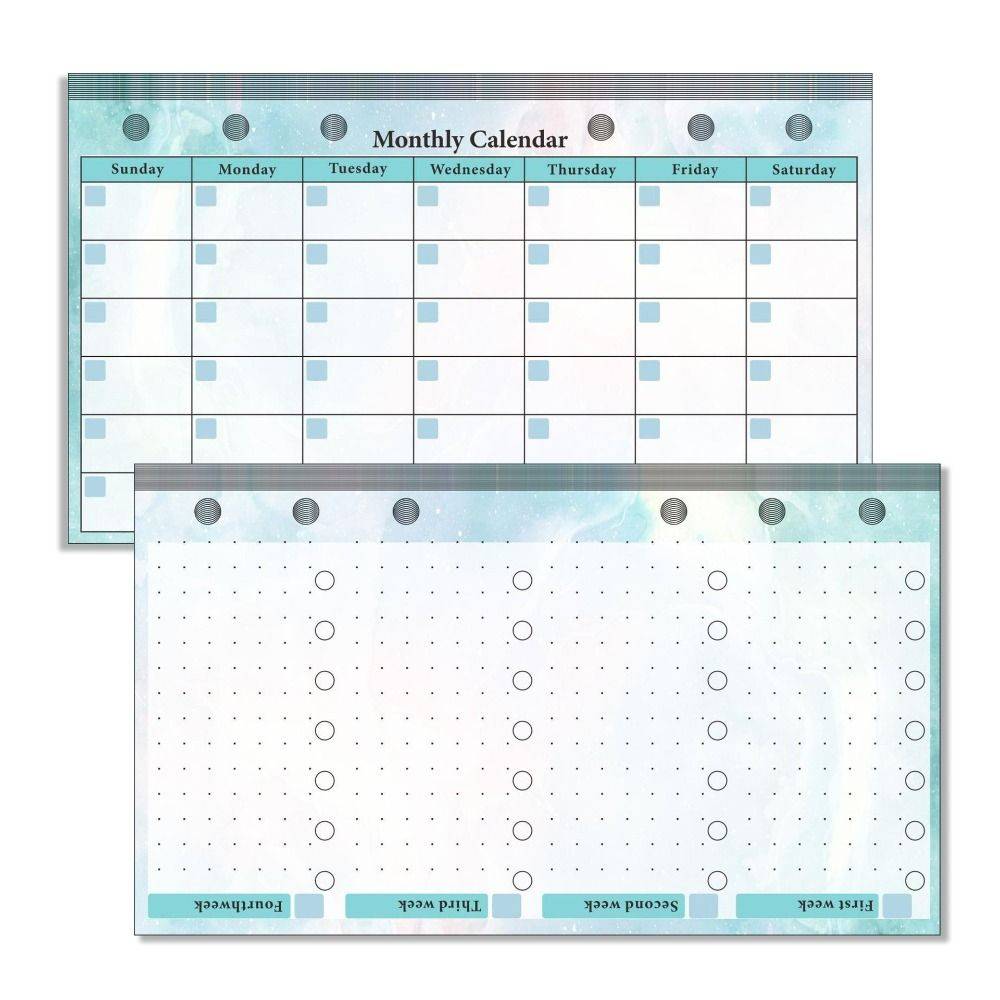 Weekly Monthly Planner Time Management Inside Paper Spiral Binder Paper A6 Loose Leaf Paper Refill Inner Pages Budget Pages