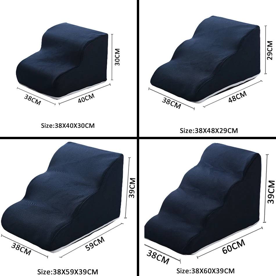 Non-Slip Pet Stairs & Ramp for Sofa & Bed – 2, 3 or 4 Steps - dark blue / 4 Step(38X60X39CM) (4 Step(38X60X39CM))