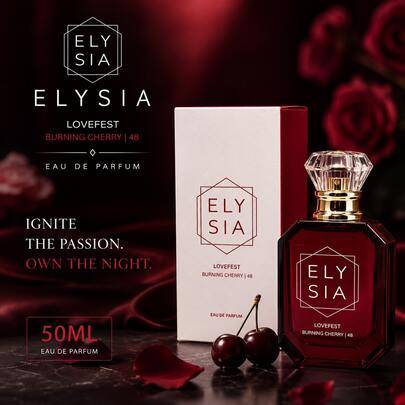 ELYSIA Lovefest Burning Cherry 48 50ML Eau De Parfum för kvinnor, söt körsbär, fruktig blommig långvarig parfym