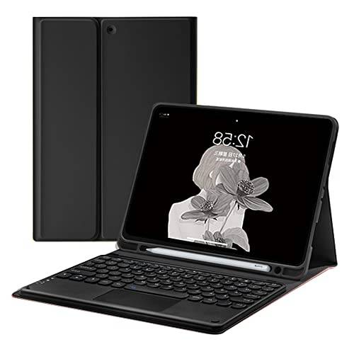 QYiiD Tangentbordsfodral för Galaxy Tab S8/Tab S7 11 tum (modell SM-X700/X706/T870/T875/T876), gulligt runt tangentbord i färg med tangentbord, pekplatta magnetiskt tangentbord och mus med