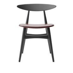 Carl Hansen - CH33P - Klädd sits, Lackerad Bok, Black, Lädergrupp B Thor - 332 - Spisebordsstole - Hans J. Wegner - Sort - Træ