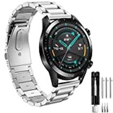 Armband för Huawei Watch GT 2 46 mm, 22 mm rostfritt stål metallarmband för Huawei Watch GT 3/GT 3 Pro 46mm/GT 4 46mm/GT 2 Pro/GT 2e/GT Sport/Active/Elegant/Huawei Watch 3/3 Pro/4/4 Pro