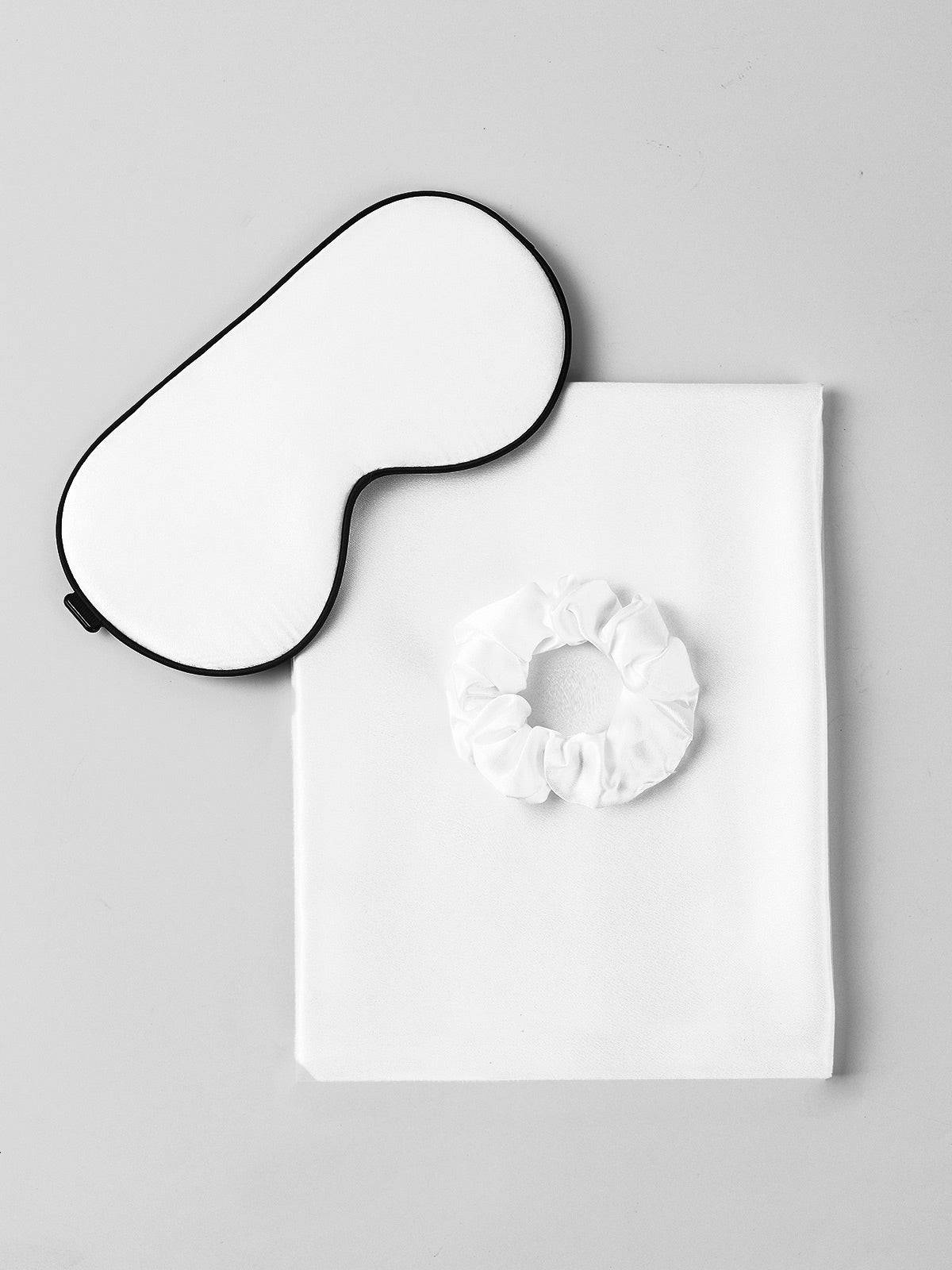 19Momme 3st Set Silke Hudvänlig Skönhet Sömn Set (Dold Dragkedja Örngott) - Vit / 50x90cm