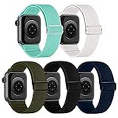 chinbersky 5-pack Solo Loop remmar kompatibla med Apple Watch-remmar 42 mm 44 mm 45 mm 49 mm, flätad nylon elastisk stretchig sport ersättningsband för iWatch serie Ultra/8/7/6/5/4/3/2/1/SE,