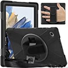 Junfire Fodral för Samsung Galaxy Tab A8 SM-X200/SM-X205/SM-X207 2022 10,5 tum, skyddsfodral med pennhållare 360° vridbar stativ handledsrem, axelrem pansarfodral för Samsung Tab A8 10,5 tum 2022