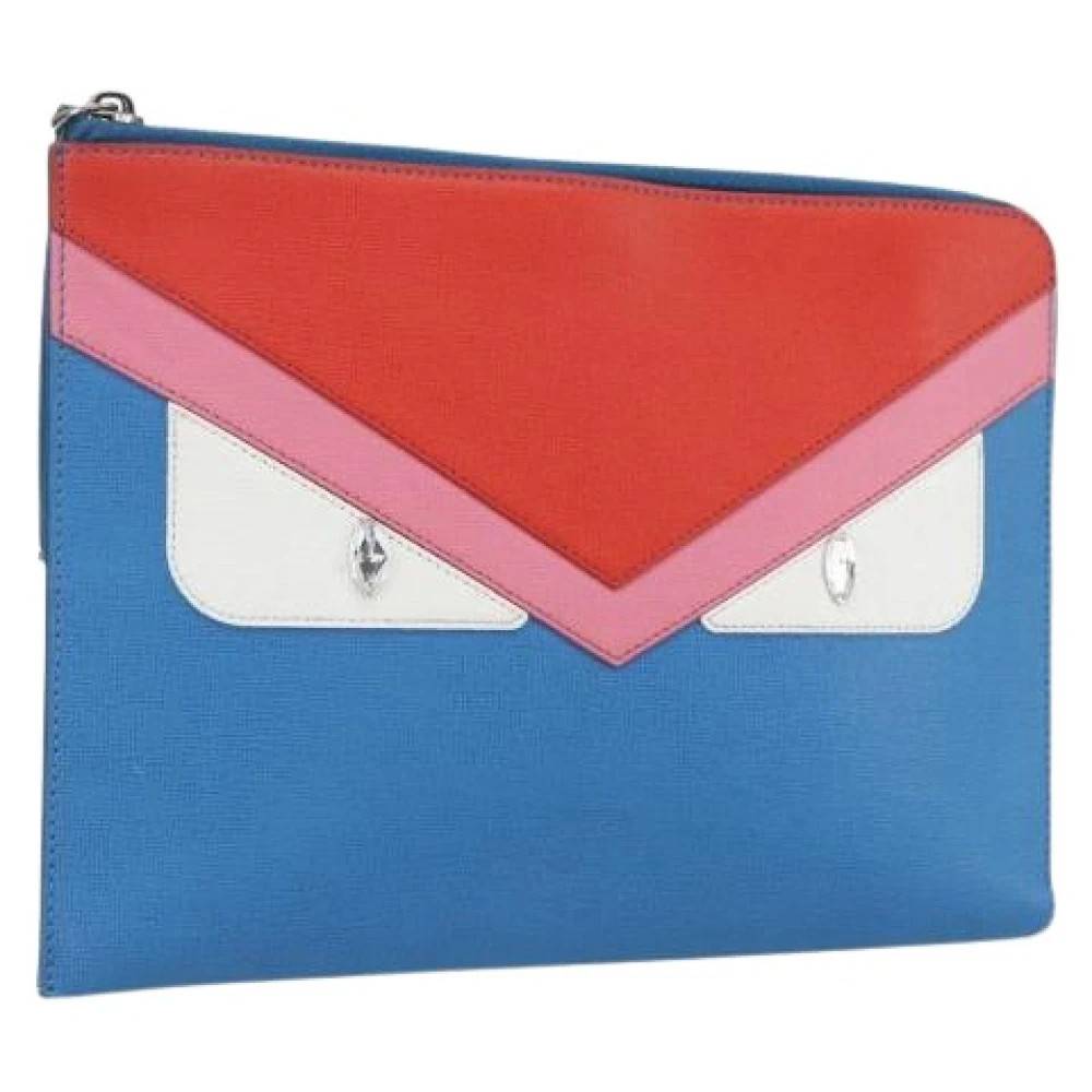 Fendi Vintage Pre-owned Vintage Læder Clutch - Vintage - Dame - Blå - ONE SIZE - Læder