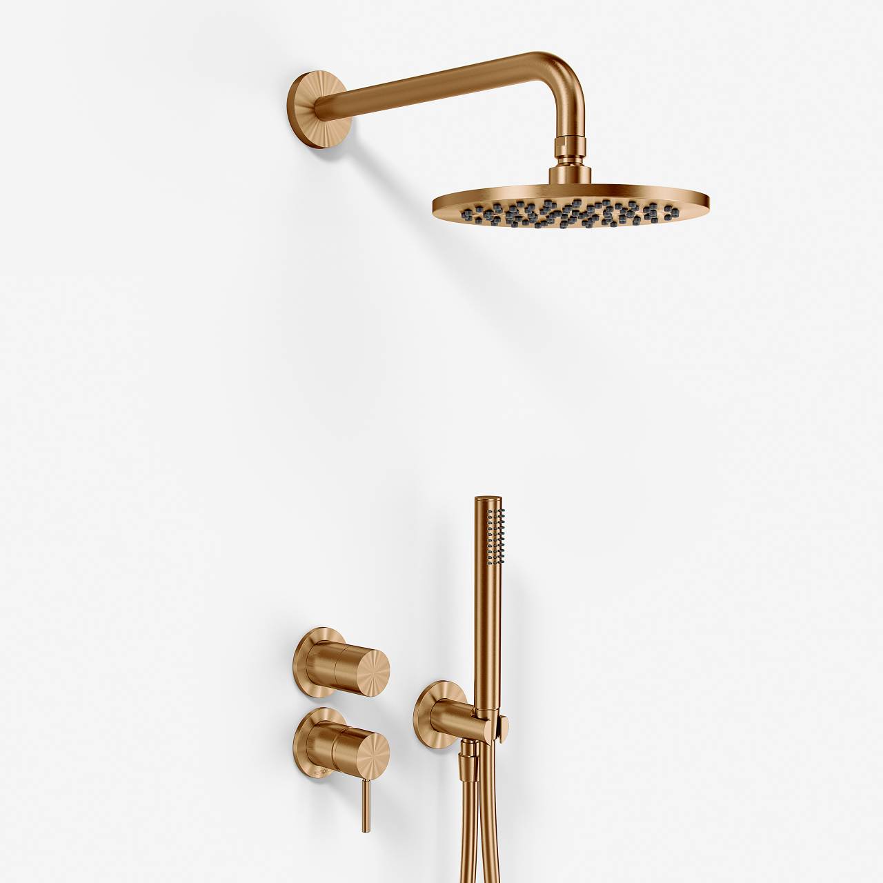Semplice SBR901 S05 - Rain DeLuxe Ø20 cm, Vägg, PVD Borstad Koppar