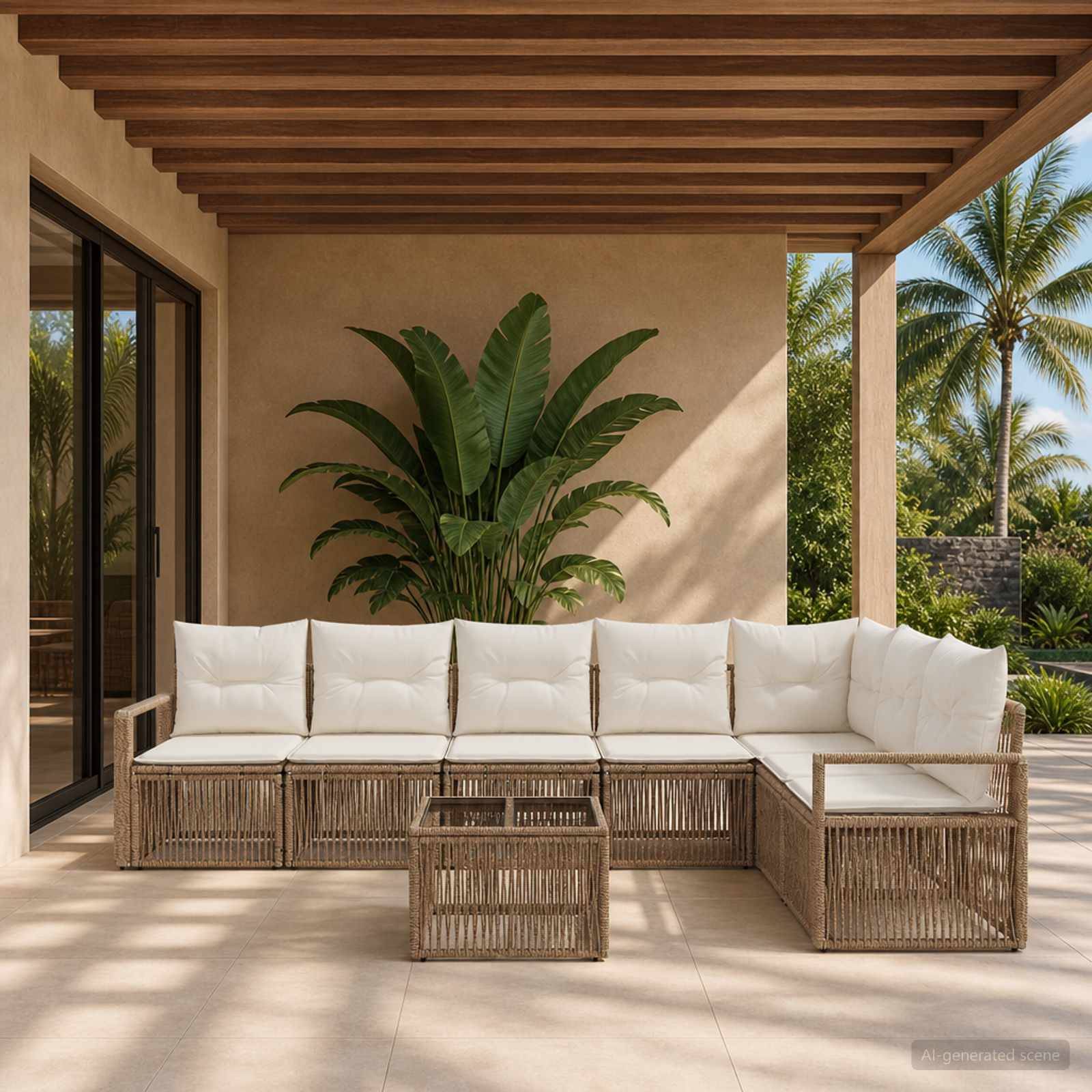vidaXL Havesofa Sæt 8 stk. Beige polyrattan