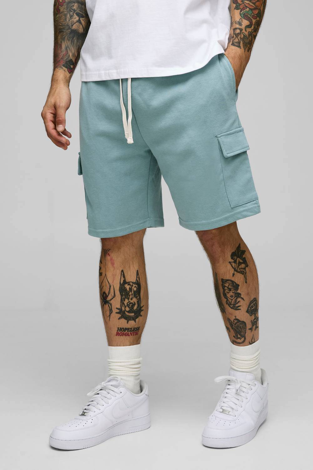 Relaxed Fit Interlock Cargo Shorts | Sage | Size XS